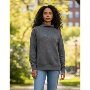 Fabletics Zaylee Funnel Neck Tunic Sweatshirt Women's Size Small Gray